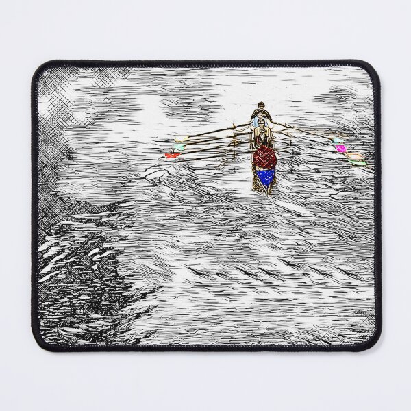Item preview, Colorful Black and White Rowing Art: Vintage Crew on Serene Waters designed and sold by Michael van der Hoorn.