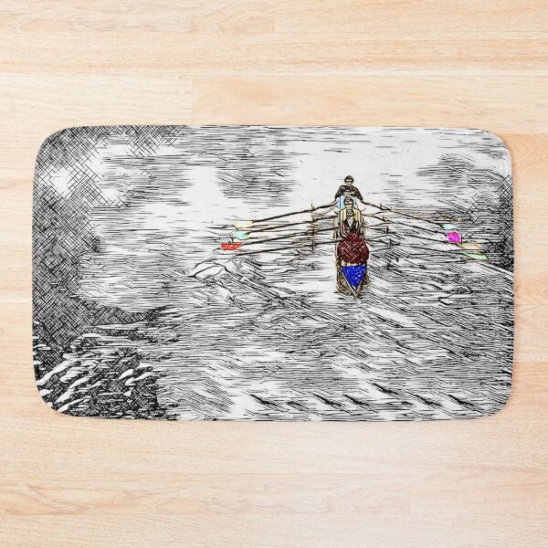 Item preview, Colorful Black and White Rowing Art: Vintage Crew on Serene Waters designed and sold by Michael van der Hoorn.