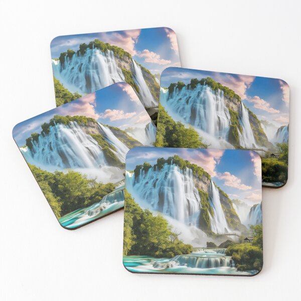 Item preview, waterfalls and mountains in the green forest designed and sold by AA-designstore.