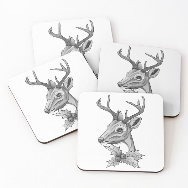 Item preview, Neotraditional deer black and grey designed and sold by theartsyeq_art.