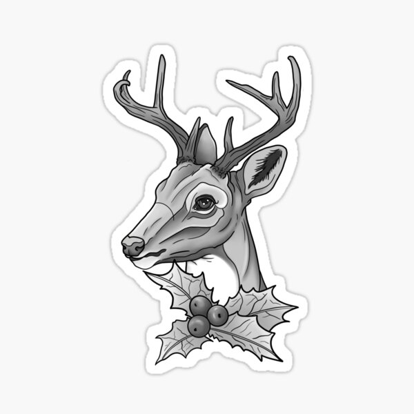 Item preview, Neotraditional deer black and grey designed and sold by jf-equineart.