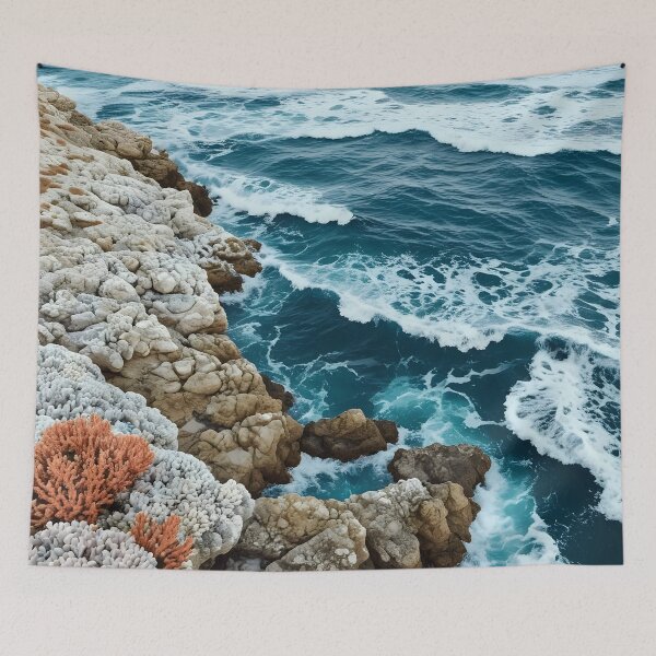 Item preview, sea waves and reefs on rocky beach designed and sold by AA-designstore.
