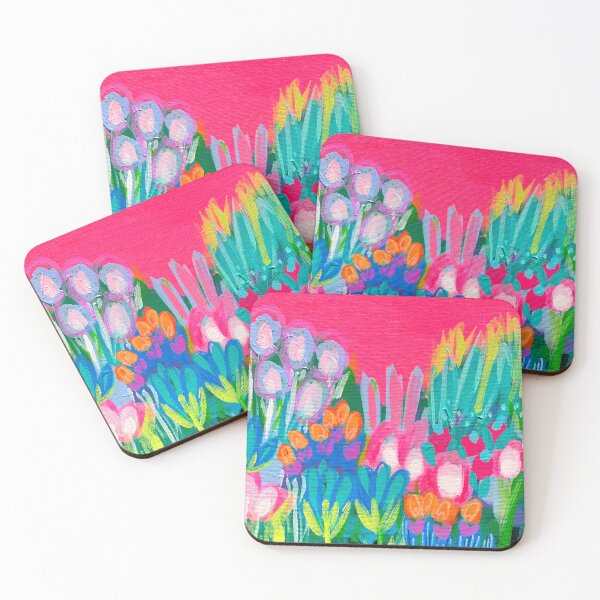 Pink Garden Coasters (Set of 4)