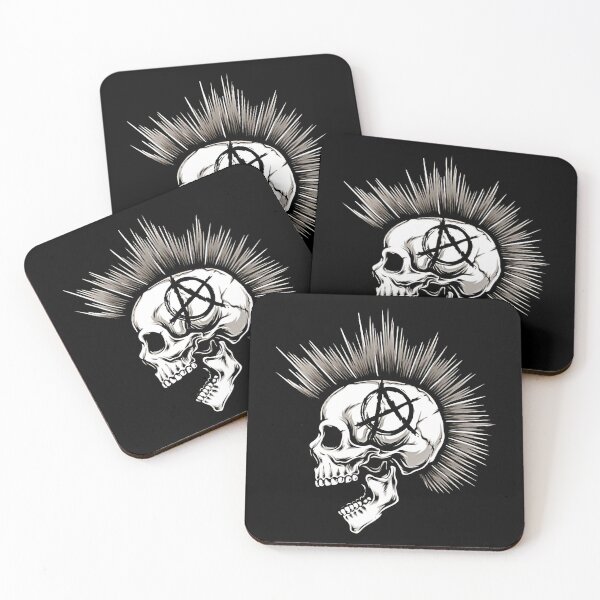 Item preview, Punk Anarchy Skull with Mohawk - A rebellious and edgy artwork featuring a skull with a vibrant mohawk, symbolizing punk spirit and anarchy designed and sold by Earth Nature Creations.