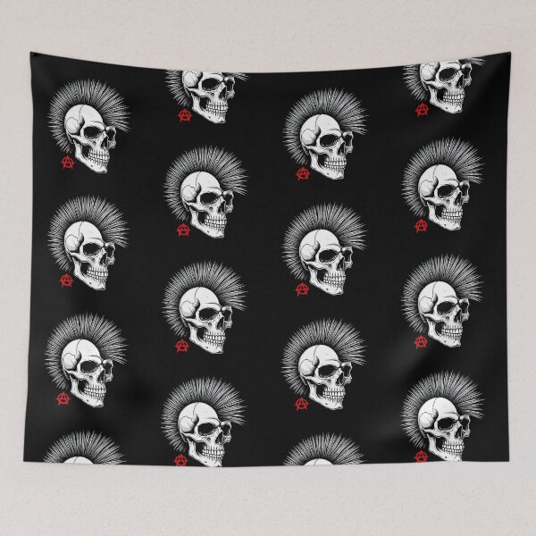 Item preview, Punk Anarchy Skull with Mohawk - Print designed and sold by Earth Nature Creations.