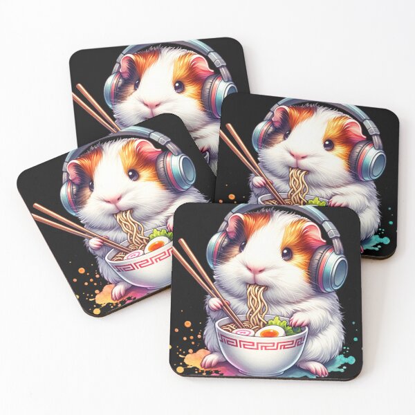Item preview, Funny Guinea Pig Listening To Music And Eating Ramen designed and sold by ahmed2751989.