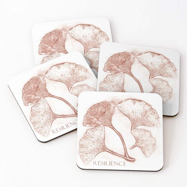 Item preview, Ginkgo Four Leaf Resilience brown monoprint   designed and sold by Neenicreations.