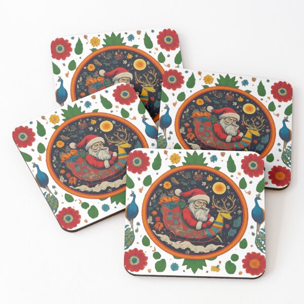 Item preview, Christmas Santa in Sleigh  Holiday Festive Graphic  Unique Art Design Colorful Celebrations Gift Idea designed and sold by Indyadizine.