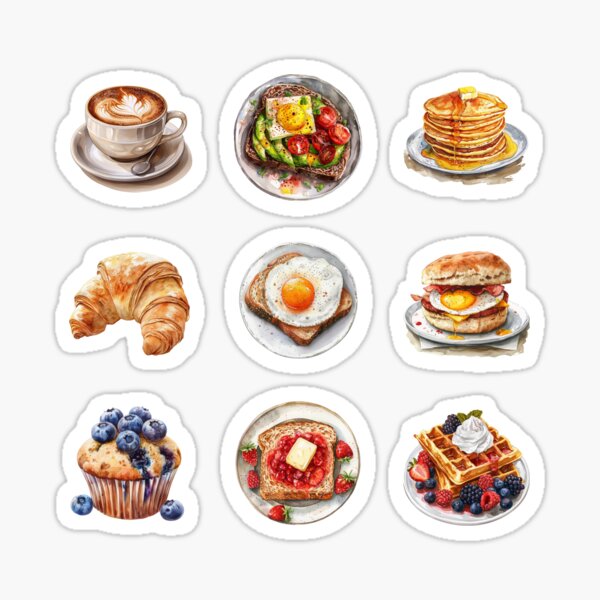 Item preview, Watercolor Breakfast Foods designed and sold by ajollycreation.