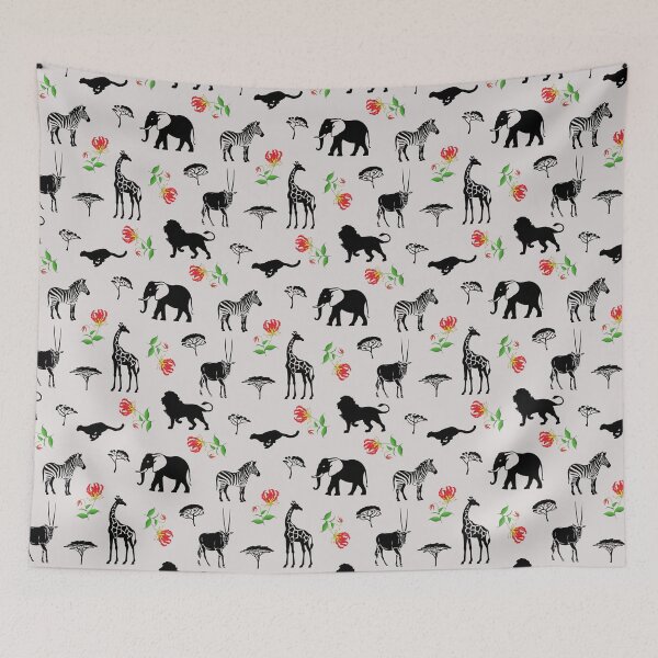 Item preview, Flame Lily and African Wildlife Pattern designed and sold by MvuuStudio.