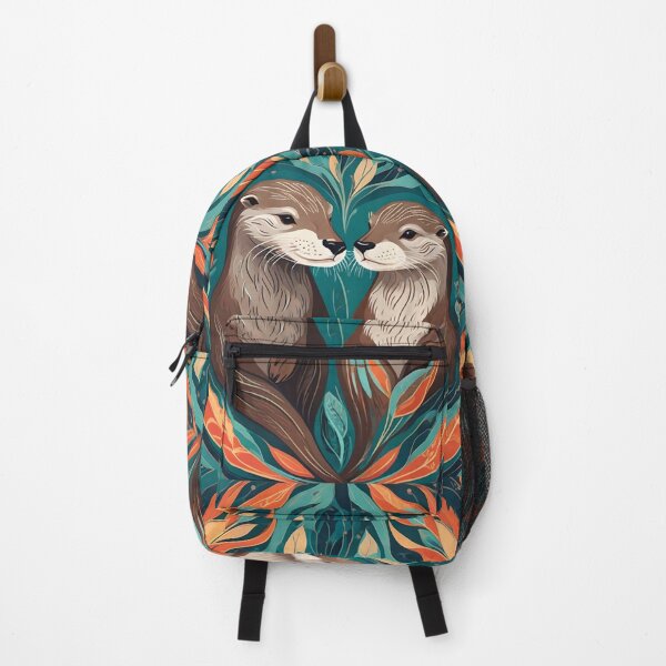 Item preview, Love Between Otters Water and Land Turquoise with Orange designed and sold by Ciervo Primavera.