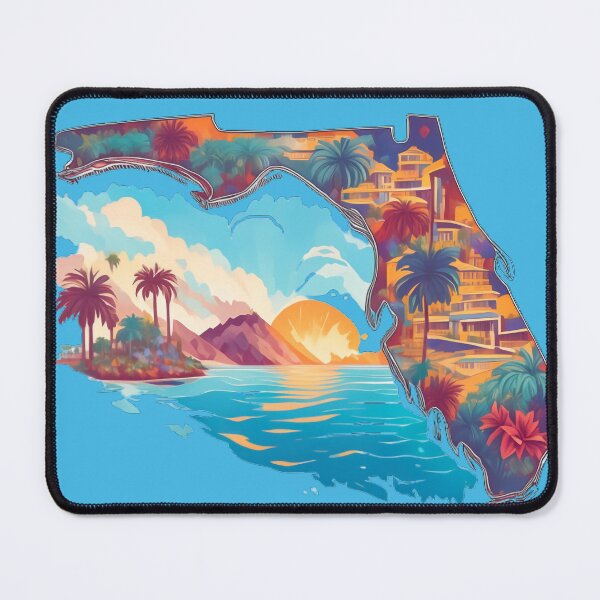 Item preview, Tropical Florida Paradise State Outline Watercolor designed and sold by BeachBreezyVA.
