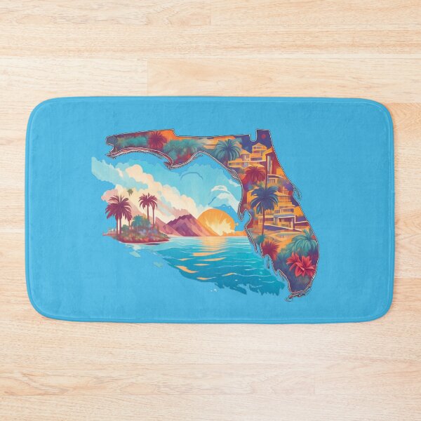 Item preview, Tropical Florida Paradise State Outline Watercolor designed and sold by BeachBreezyVA.