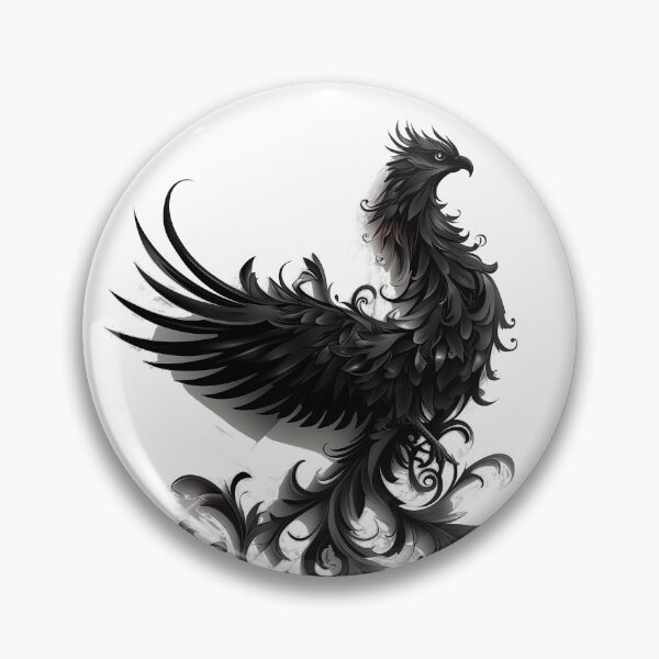 Artikelvorschau, Kontrastreiche Vektorgrafik eines leuchtend schwarzen Phönix auf weißem entworfen und verkauft von Rui Mythic Studio.