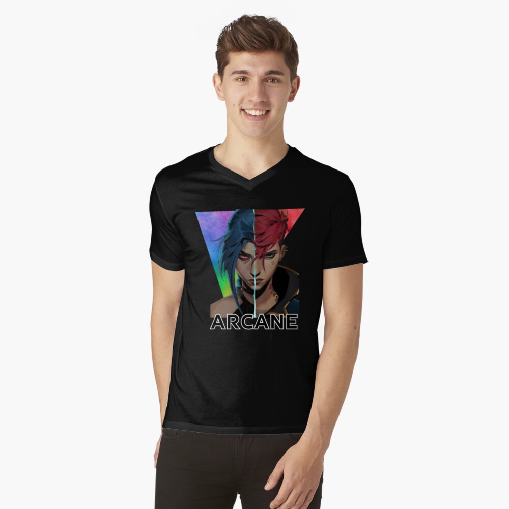 Vista previa del artículo con la obra «Camiseta de cuello en V», diseñado y vendido por RussCrosby.
