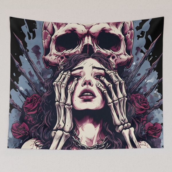 Item preview, Skull and red roses girl comic book style design  designed and sold by EccentricsByE.