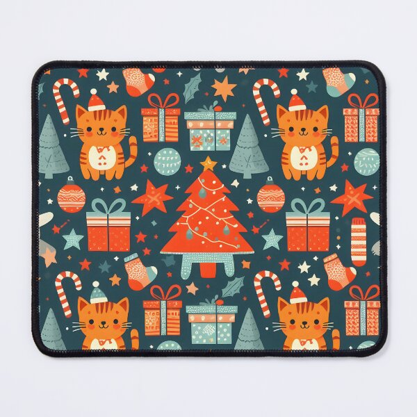 Item preview, Festive Christmas Pattern with Cats, Santa, and Gifts designed and sold by CitrineLinker.