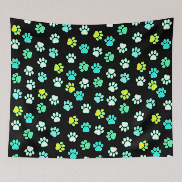 Item preview, Blue black paw print pattern  designed and sold by Rhia4rt.