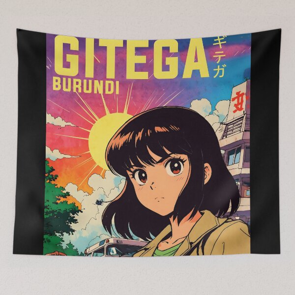 Item preview, Gitega Burundi Africa Retro Anime Girl 80s Vintage Travel designed and sold by Retro-Anime9.