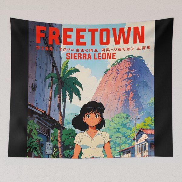 Item preview, Freetown Sierra Leone Africa Retro Anime Girl 80s Vintage Travel designed and sold by Retro-Anime9.