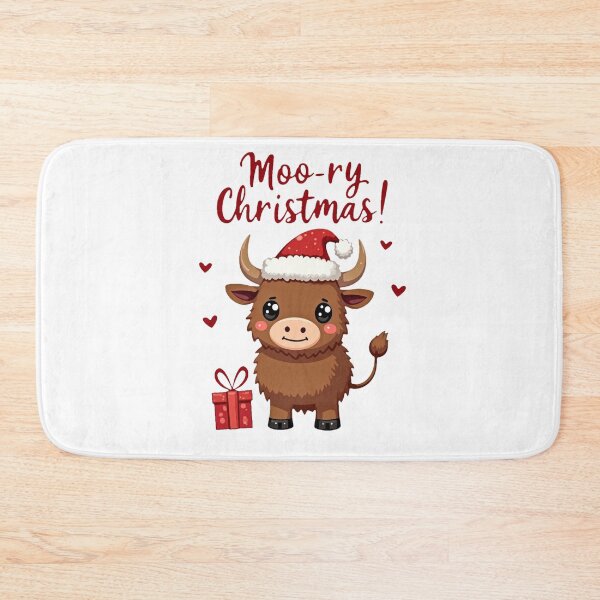 Aperçu de l'œuvre Vache des Highlands kawaii portant un chapeau de Père Noël créée et vendue par southerndoll67.