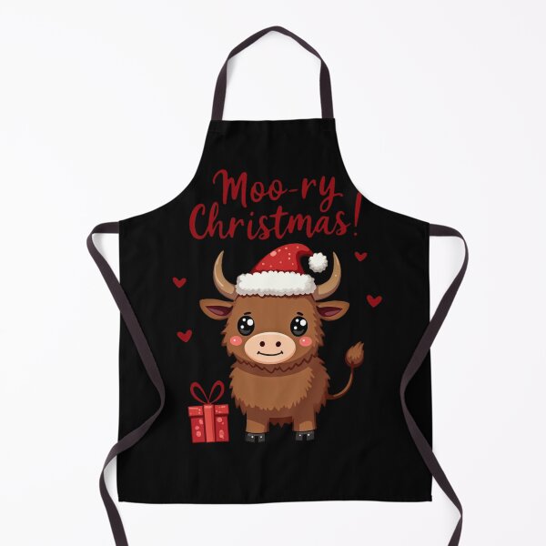 Item preview, Kawaii Highland Cow wearing a Santa hat designed and sold by southerndoll67.