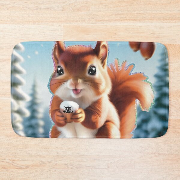 Item preview, Cute Baby Red Squirrel With Hazelnut On Snowy Tree designed and sold by Mary The Vamp.