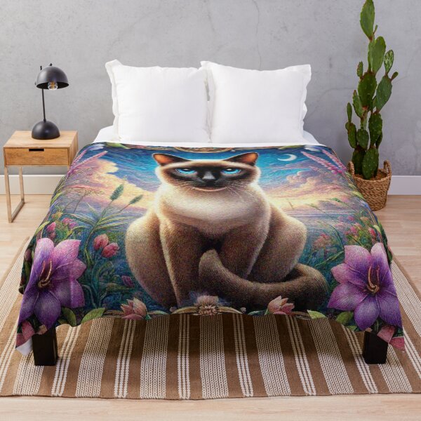Item preview, Siamese Cat in Beautiful Floral Zen Flower Garden designed and sold by Illuministique.
