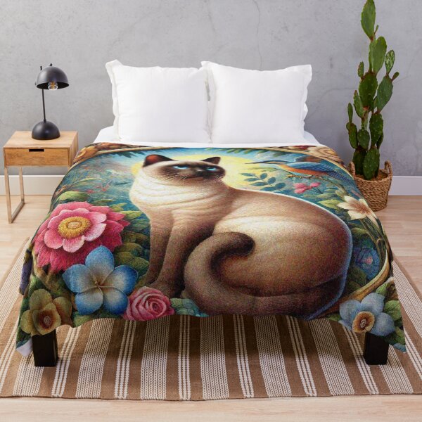 Item preview, Siamese Cat in Beautiful Floral Zen Flower Garden designed and sold by Illuministique.