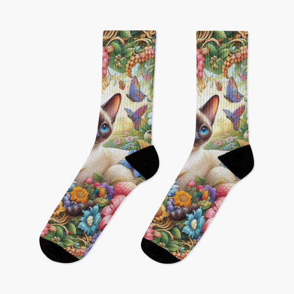 Item preview, Siamese Cat in Beautiful Floral Zen Flower Garden designed and sold by Illuministique.