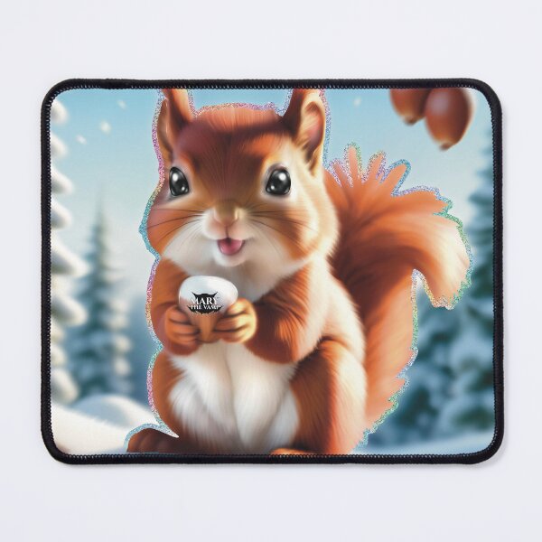 Item preview, Cute Baby Red Squirrel With Hazelnut On Snowy Tree designed and sold by Mary The Vamp.