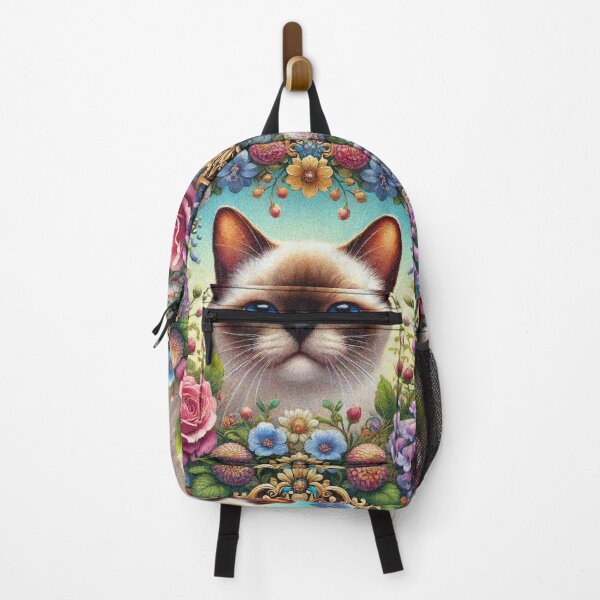 Item preview, Siamese Cat in Beautiful Floral Zen Flower Garden designed and sold by Illuministique.