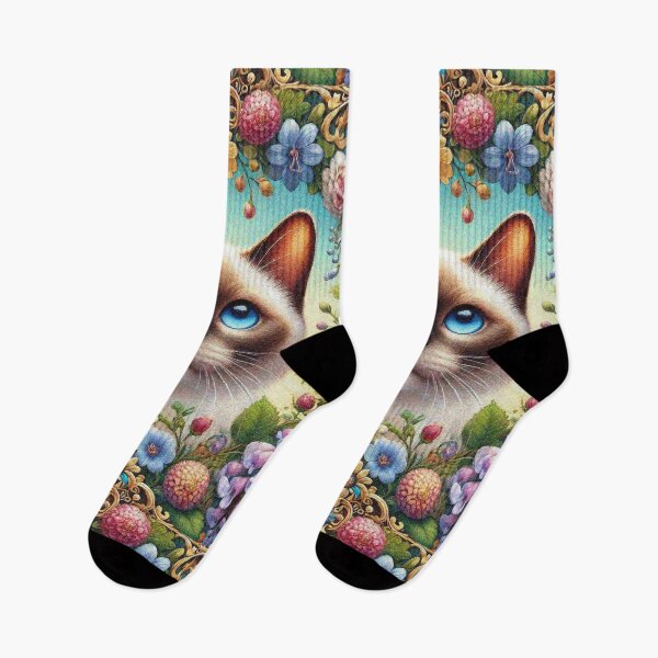 Item preview, Siamese Cat in Beautiful Floral Zen Flower Garden designed and sold by Illuministique.