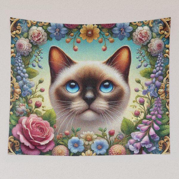 Item preview, Siamese Cat in Beautiful Floral Zen Flower Garden designed and sold by Illuministique.
