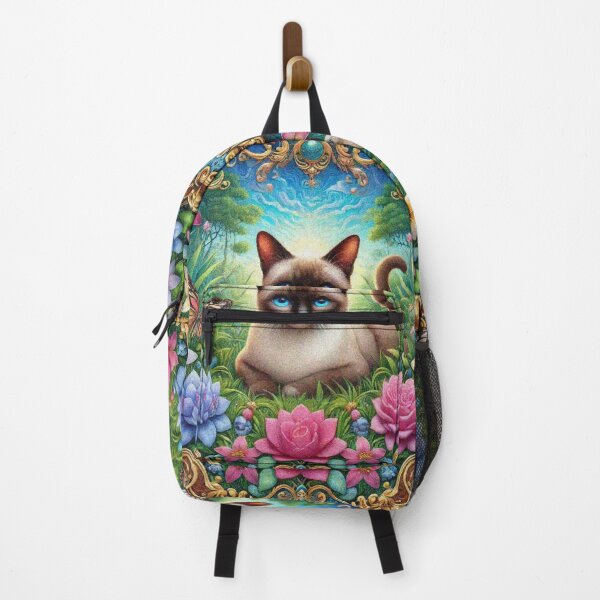 Item preview, Siamese Cat in Beautiful Floral Zen Flower Garden designed and sold by Illuministique.