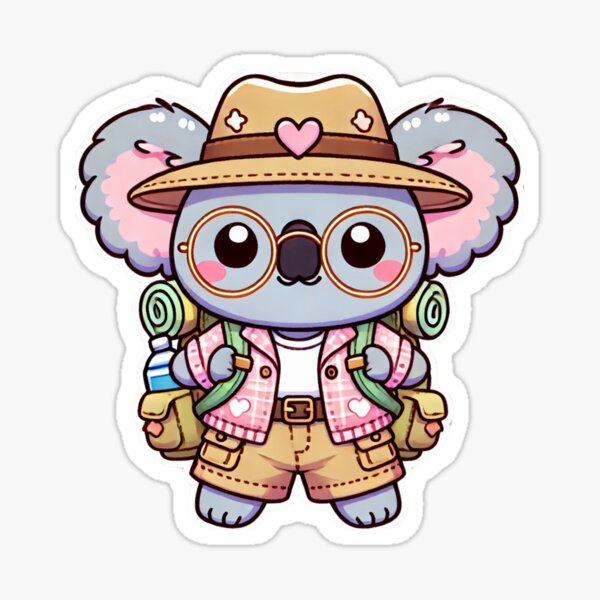 Item preview, Kawaii Koala Backpacker in Adventure Outfit designed and sold by ModkMerch.