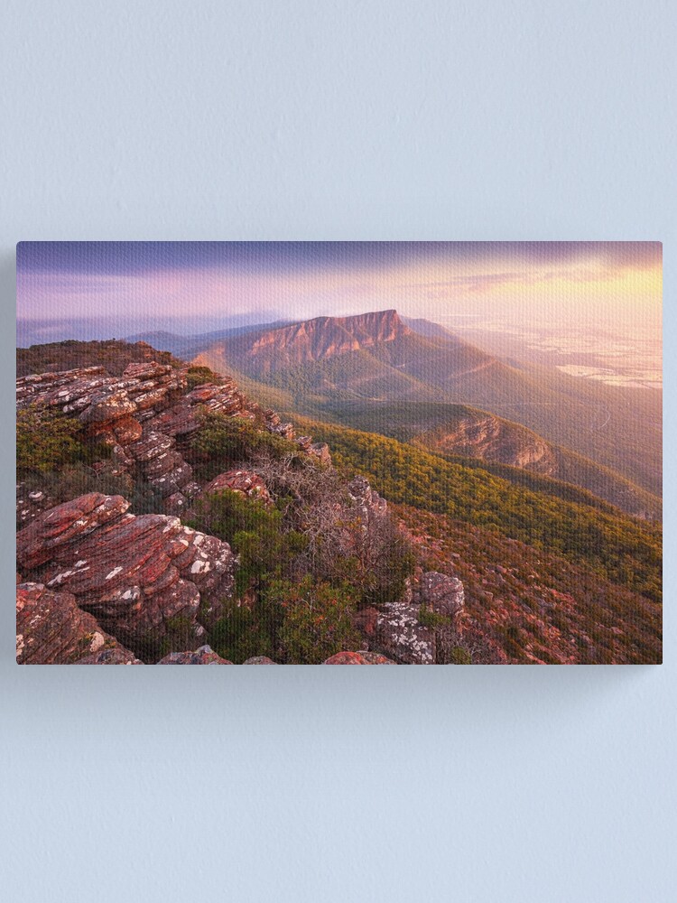 Thumbnail 1 of 3, Canvas Print, Redmans Bluff from Mt William, Grampians, Australia designed and sold by Chockstone.