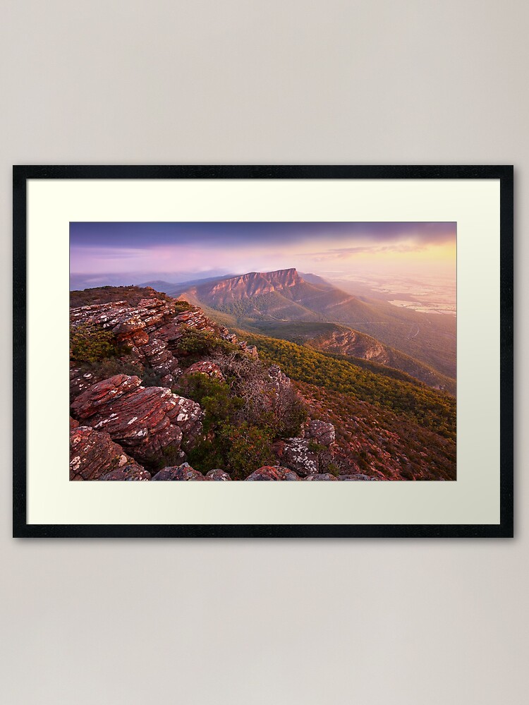 Thumbnail 1 of 7, Framed Art Print, Redmans Bluff from Mt William, Grampians, Australia designed and sold by Chockstone.