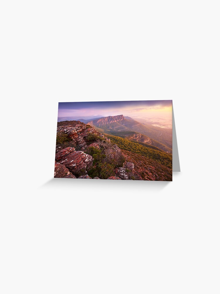 Thumbnail 1 of 2, Greeting Card, Redmans Bluff from Mt William, Grampians, Australia designed and sold by Chockstone.