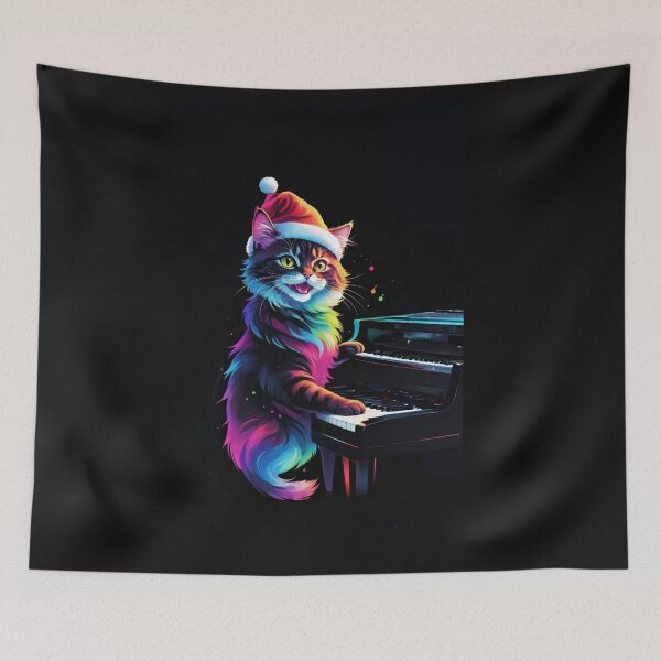 Item preview, Christmas cat in neon line vector 1 designed and sold by Warih.