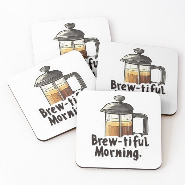 Item preview, Brew-tiful Morning – French Press and Coffee Cup Design for Coffee Lovers designed and sold by ArtisanSamurai.