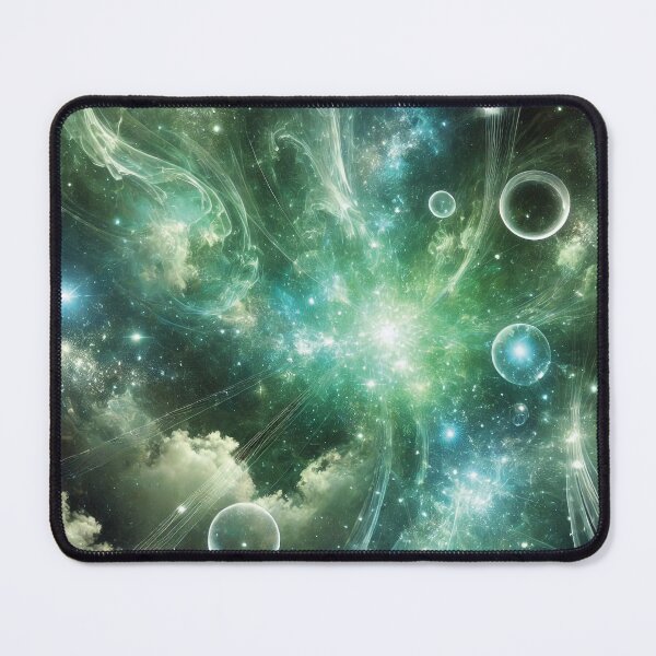 Item preview, Green Cosmic Nebula | Mystical Galactic Scene designed and sold by RealmBeastsAI.
