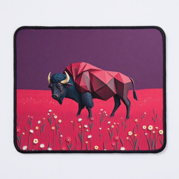 Item preview, Geometric Buffalo in a Vibrant Wildflower Meadow designed and sold by ChrisButler.