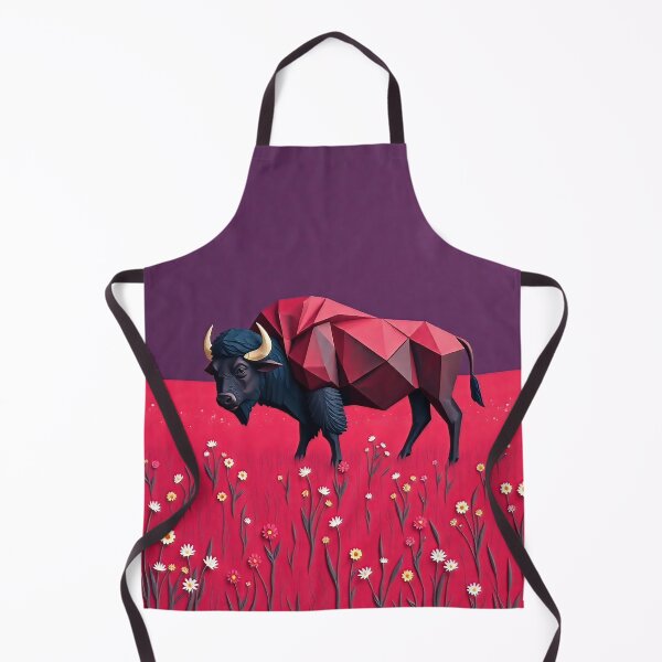 Item preview, Geometric Buffalo in a Vibrant Wildflower Meadow designed and sold by ChrisButler.