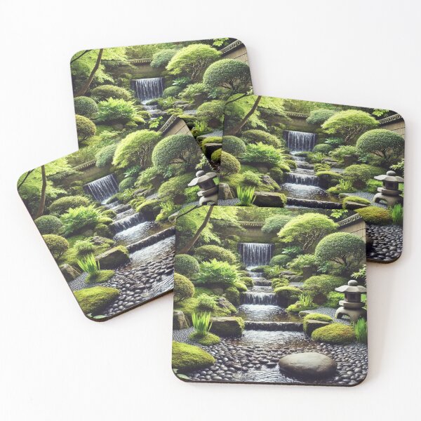 Item preview, Zen garden with waterfall and Japanese lanterns designed and sold by Tommandjerry.