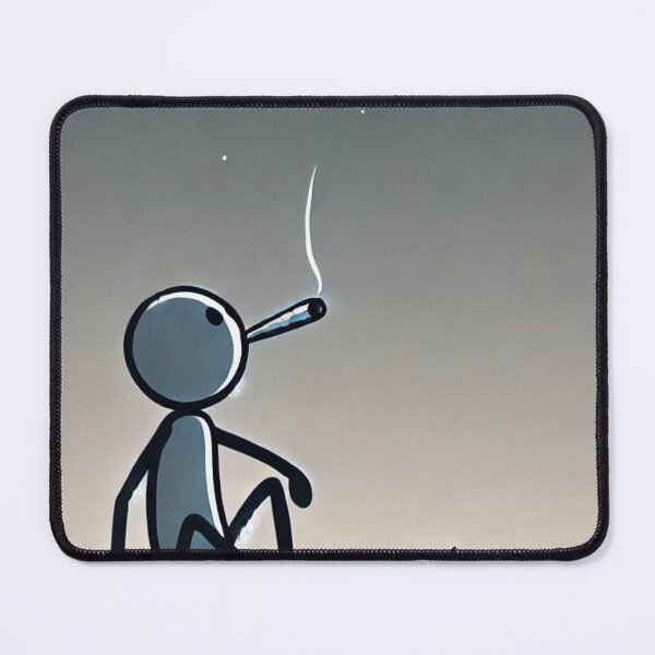 Item preview, Minimalist Stick Figure Enjoying a Starry Night smoking a doobie designed and sold by mkzmerch.