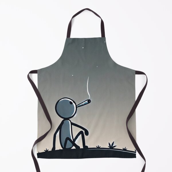 Item preview, Minimalist Stick Figure Enjoying a Starry Night smoking a doobie designed and sold by mkzmerch.