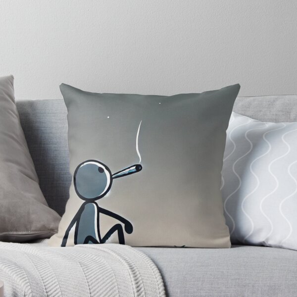 Item preview, Minimalist Stick Figure Enjoying a Starry Night smoking a doobie designed and sold by mkzmerch.