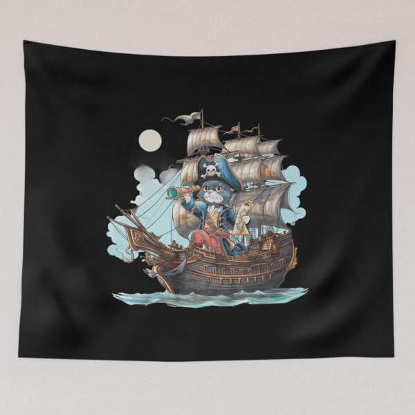 Item preview, Adventure Cat Funny Caribbean Cat And Pirate Ship Cat designed and sold by RutDavies.