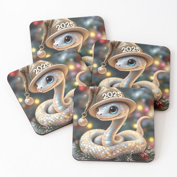 Item preview, The festive snake proudly wears a 2025 hat designed and sold by ArtBoom73.